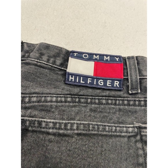 Vintage Tommy Hilfiger Size 14 Women's Relaxed Fit Jeans Big Flag Logo Black - Picture 7 of 10